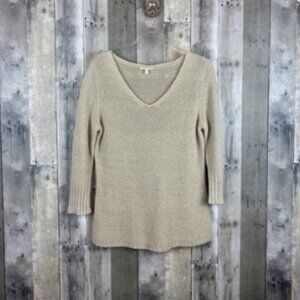 Eileen Fisher Light Tan Open Knit Sweater Size Medium.